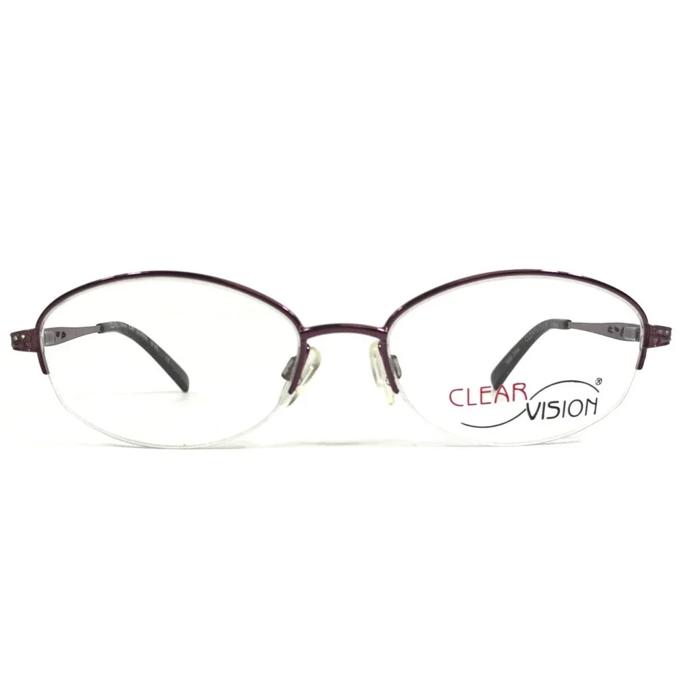 Clear Vision Eyeglasses Frames DEANNA WINE Purple Oval Half Rim 52-16-130
